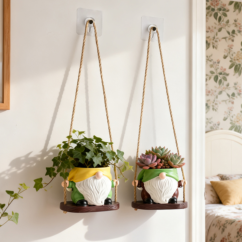 Bohemian Gnome Swing Hanging P - Echeveria Succulent review and price